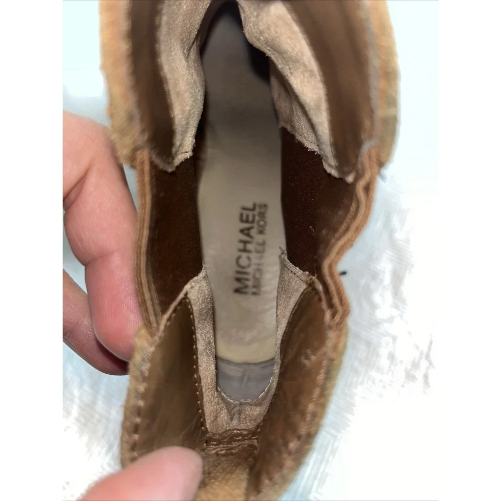 Michael Kors Womens 8.5 M The Chelsea Brown Suede Leather Casual Wedge Boot Heel